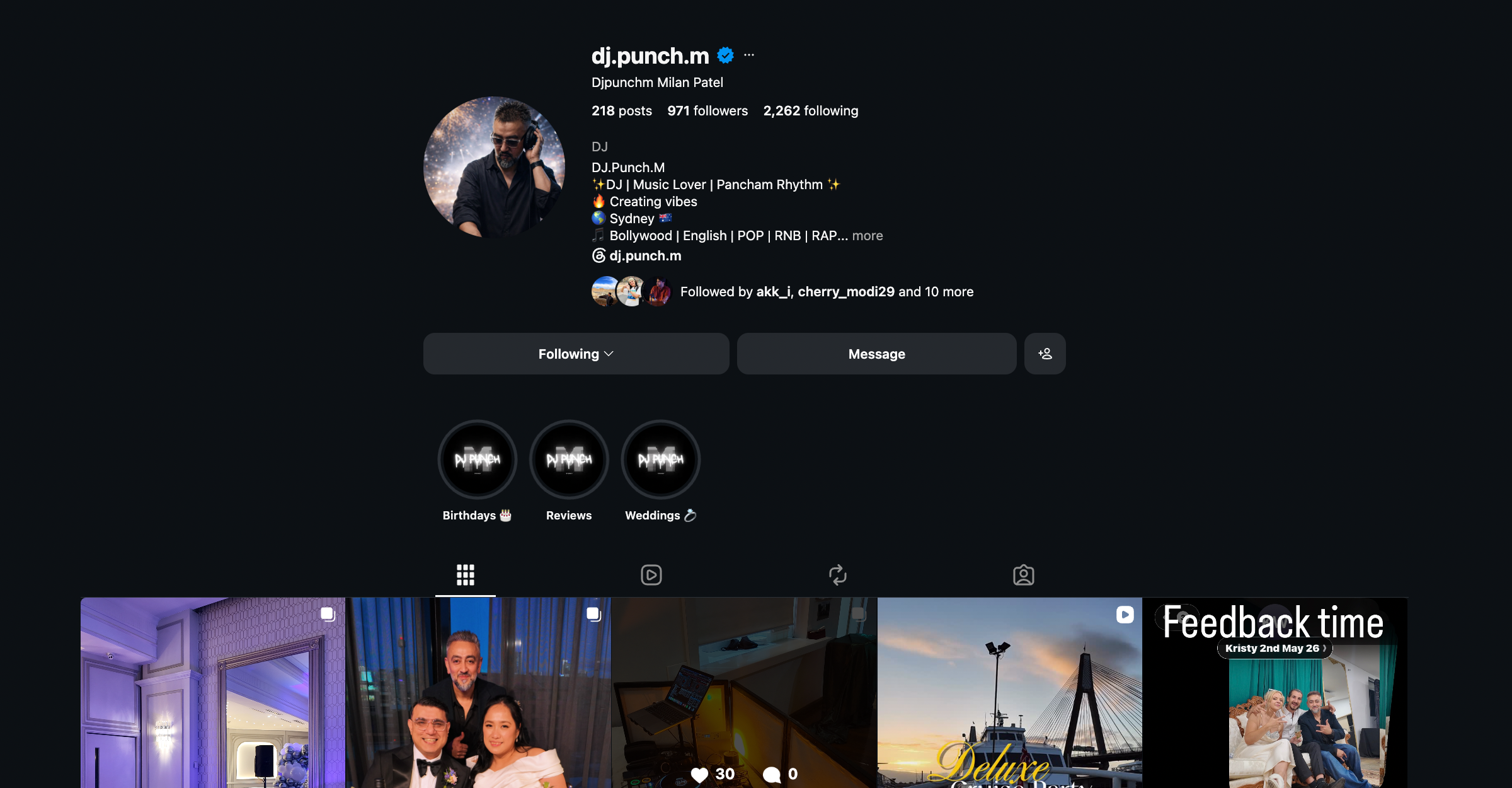 DJ Punch M Instagram profile
